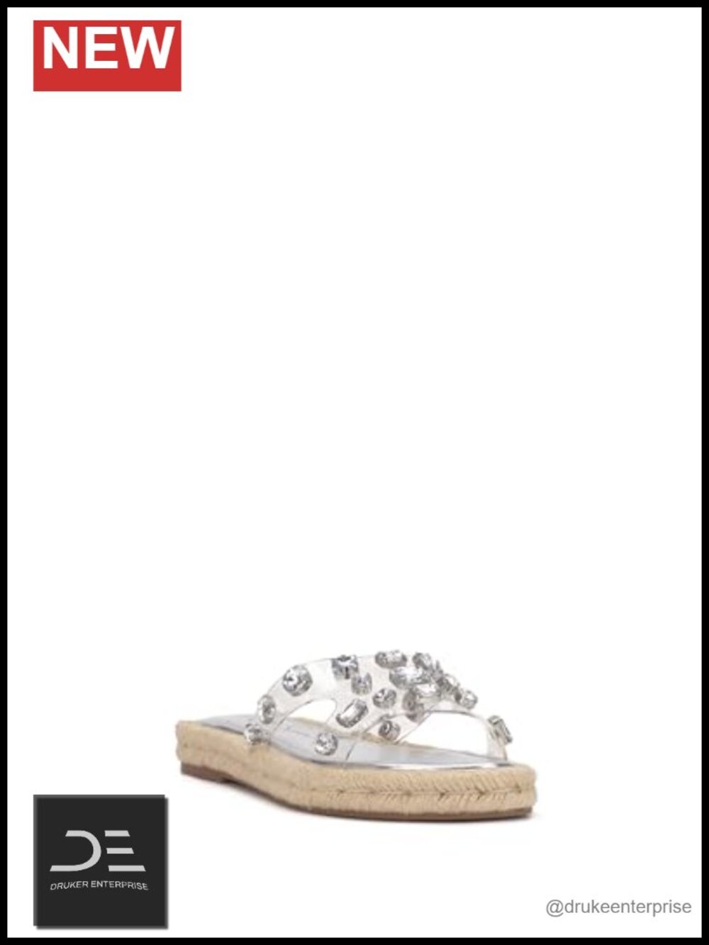 Clear Platform Wedge Sandals with Rhinestone Ankle Strap Open Toe Slip On